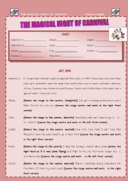 English Worksheet: Playscript: The magical night of Carnival