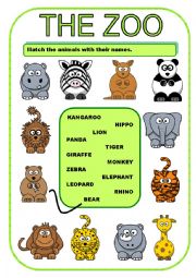 English Worksheet: THE ZOO - ACTIVITY