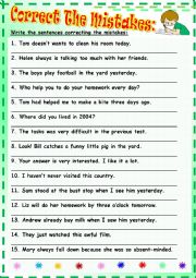 English Worksheet: Correct The Mistakes