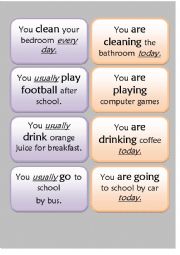 English Worksheet: Mimming Game Cards