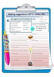 English Worksheet: Making suggestions: Lets & Shall