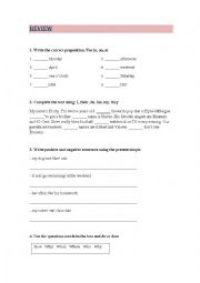 English Worksheet: 1 eso review