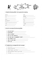 English Worksheet: SMS Language