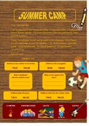 English Worksheet: Summer camp