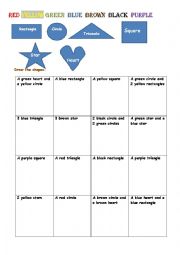 English Worksheet: Simple worksheet on shapes and colors