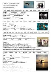 English Worksheet: I wish I knew how it would feel to be FREE by Lighthouse Family