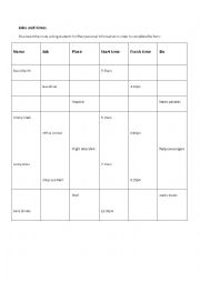 English Worksheet: Jobs & Times - Information Gap