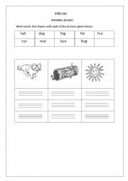 English Worksheet: Rhyming words