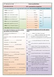 English Worksheet: wh-questions  / yes - no  questions review