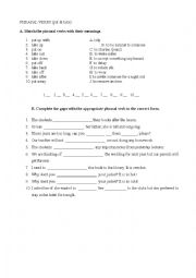 English Worksheet: phrasal verbs put & take