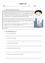 English Worksheet: English Test 8th form