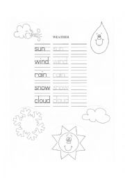 English Worksheet: weather vocabulary with picture matching
