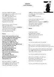 English Worksheet: Song Activity - Justin Timberlake Mirrors