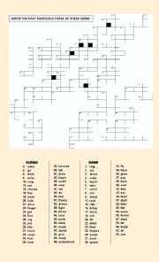 English Worksheet: PAST PARTICIPLE FORM OF SOME IRREGULAR VERBS (PUZZLE)