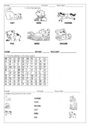 English Worksheet: Activities about animlas.