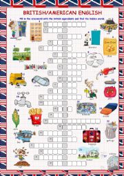 English Worksheet: British/American English Crossword Puzzle