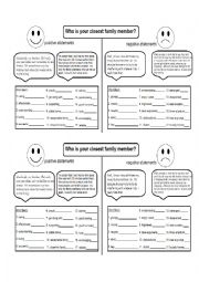 English Worksheet: Who is your closet family member?