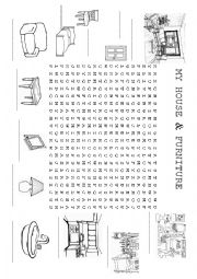 English Worksheet: FURNITURE WORDSEARCH