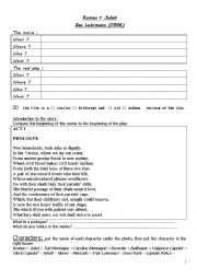 Worksheet Romeo + Juliet