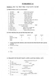 English Worksheet: some any a lot few