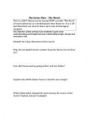 English Worksheet: The Game Plan (the movie) 