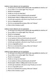 English Worksheet: Express your opinion