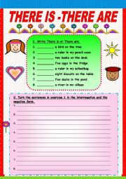 English Worksheet: There is - There are