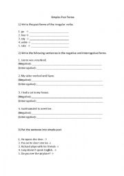 English Worksheet: Simple Past Tense Exercises
