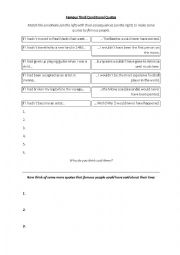 English Worksheet: Third Conditional - Famous [Unreal] Quotations