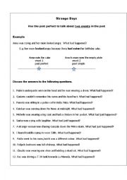 Strange Days - Past Perfect Speaking Activity