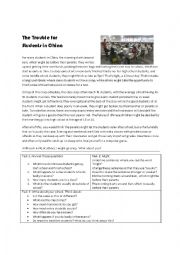 English Worksheet: Chinese School life