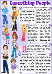 English Worksheet: Describing  People