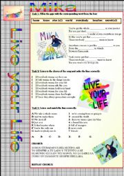English Worksheet: Song - Live your life - Mika