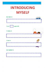 English Worksheet: Introducing myself