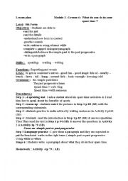 Module 3lesson 4 what do you do in your spare time 8th  