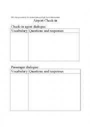 English Worksheet: ESL AIRPORT DIALOGUE ACTIVITY