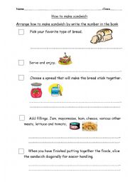 English Worksheet: How to make sandwich