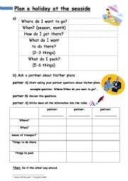 English Worksheet: Planning a holiday