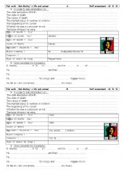 English Worksheet: Bob Marley biography