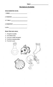 English Worksheet: the genie in the bottle