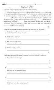 English Worksheet: Simple past