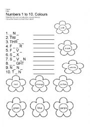 English Worksheet: Numbers 1-10