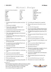 English Worksheet: Michael Phelps Interview