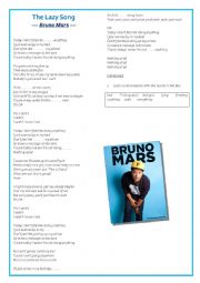 English Worksheet: the lazy  song