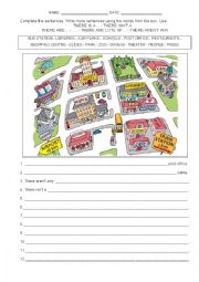 English Worksheet: Places and there to be