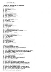 English Worksheet: All about me