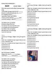 English Worksheet: Lyrics Worksheet Roar by Katy Perry