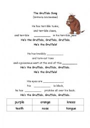 English Worksheet: the gruffalo song