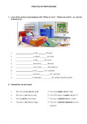 English Worksheet: Practice in prepositions