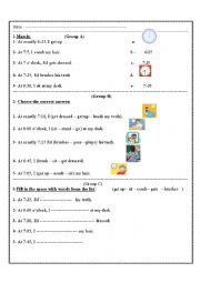 English Worksheet: time and daily activities